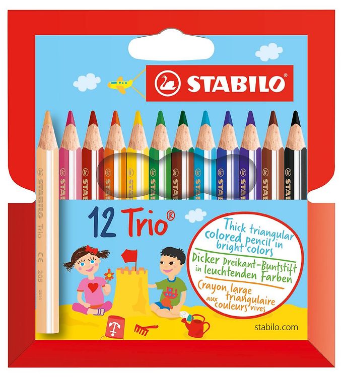 Stabilo Farveblyanter - Trio Thick - Korte - 12 stk. - Multifarv