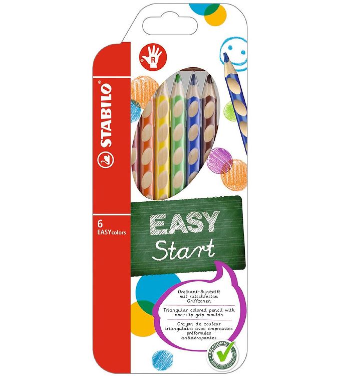 Image of Stabilo Farveblyanter - EasyColors - Højre - 6 stk. - Multifarve (181232-914985)