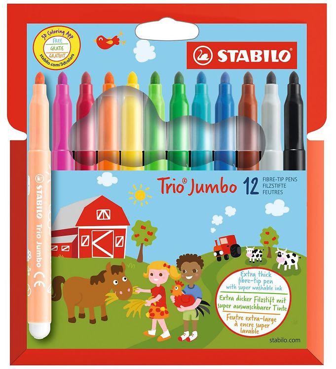 Stabilo Tuscher - Trio Jumbo - 12 stk. - Multifarvet