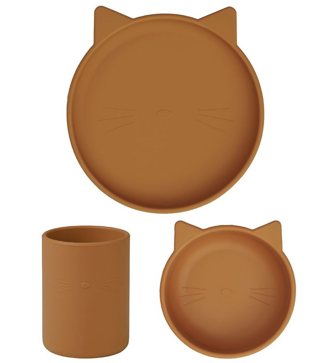 Image of Liewood Spisesæt - Silikone - Cyrus - Cat Mustard (XF088)