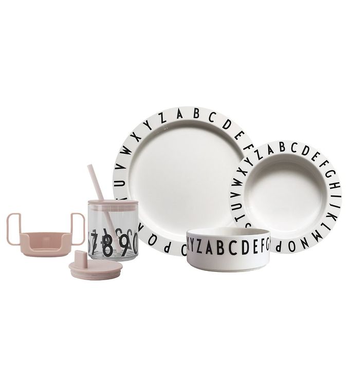 9: Design Letters Spisesæt - Eat & Learn Starter Set - Pudderrosa/W