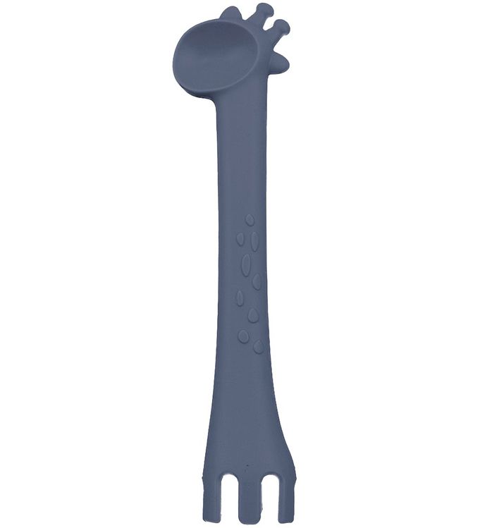 Ske og gaffel 2-i-1 i silikone fra Tint Tot - Dark blue