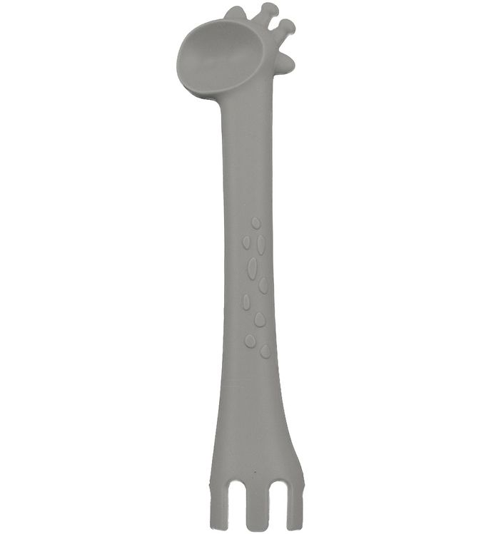 Ske og gaffel 2-i-1 i silikone fra Tint Tot - Grå