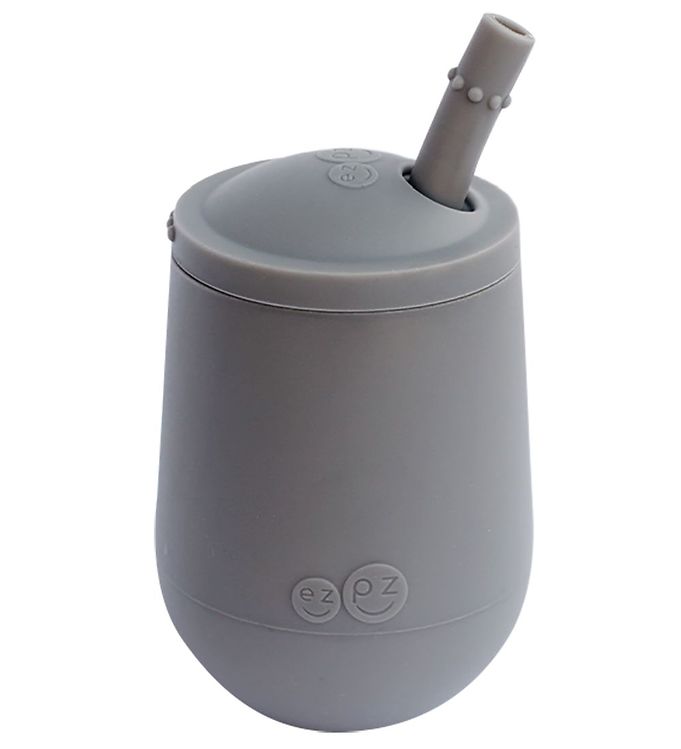 Image of EzPz Mini Cup m. Sugerør - Silikone - Grå - OneSize - EzPz Kop (198531-990890)