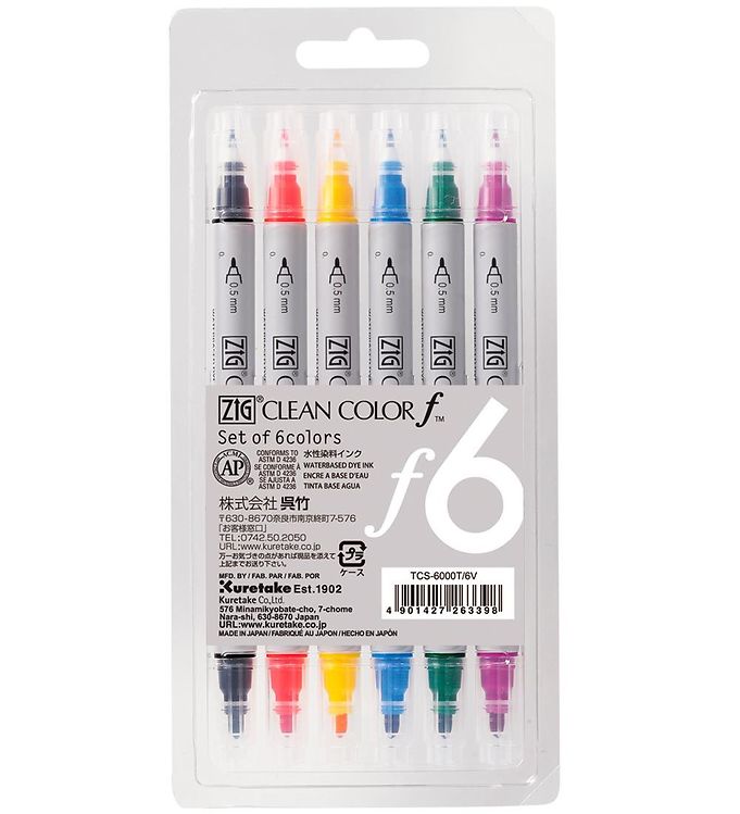 Image of Zig Tuscher - Clean Color Pen - 6 stk - OneSize - Zig Tusch (198954-993118)