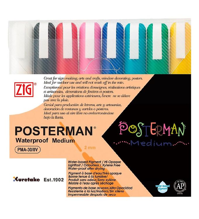 Image of Zig Tuscher - Vandfast - 2 mm - 8 stk - OneSize - Zig Tusch (198958-993122)