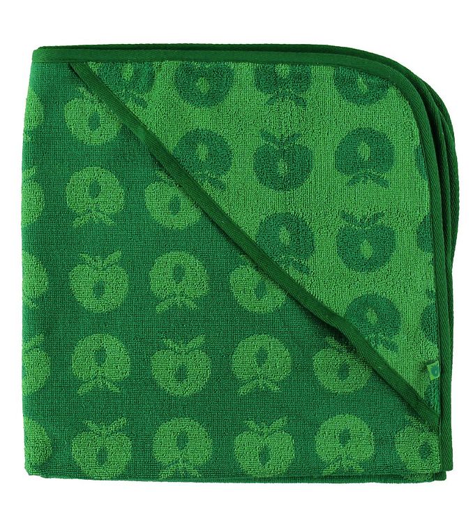 Småfolk Babyhåndklæde – 75×75 cm – Grøn m. Æbler