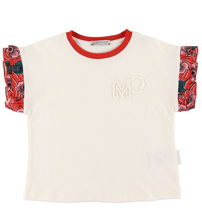 Moncler T-shirt - Hvid m. Rød/Blomster