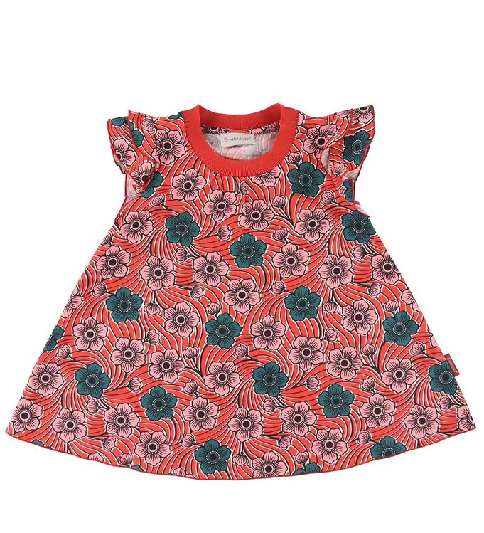 #2 - Moncler Kjole - Rød m. Blomster