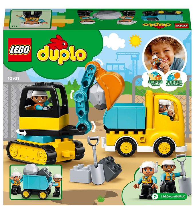 system Monica flugt LEGO DUPLO - Lastbil Og Gravemaskine På Larvefødder 10931 - 20 Dele