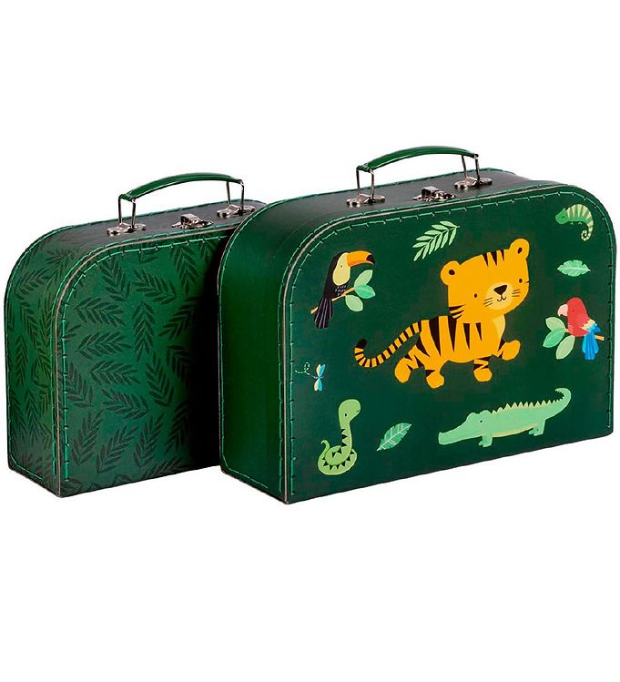 Image of A Little Lovely Company Kuffertsæt - 2 stk - 29x25,5 cm - Jungle - OneSize - A Little Lovely Company Opbevaring (232220-1146422)