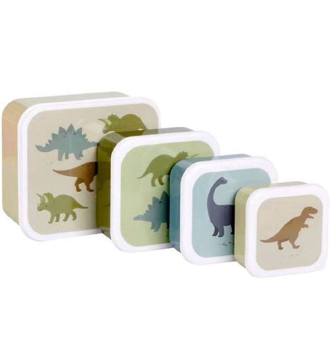 A Little Lovely Company Madkassesæt 4 Stk Dinosaurs