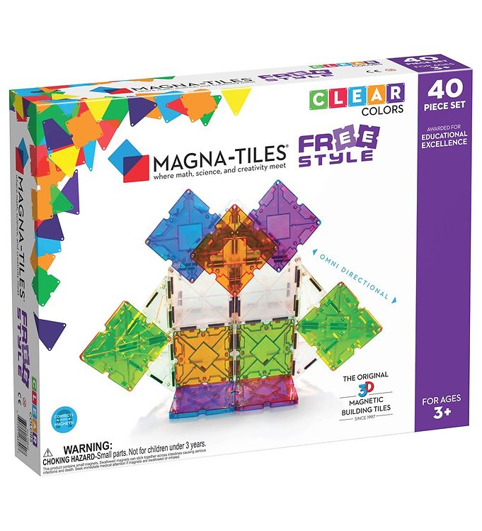 Image of Magna-Tiles Magnetsæt - 40 Dele - FreeStyle - OneSize - Magna-Tiles Magnetlegetøj (233771-1225176)