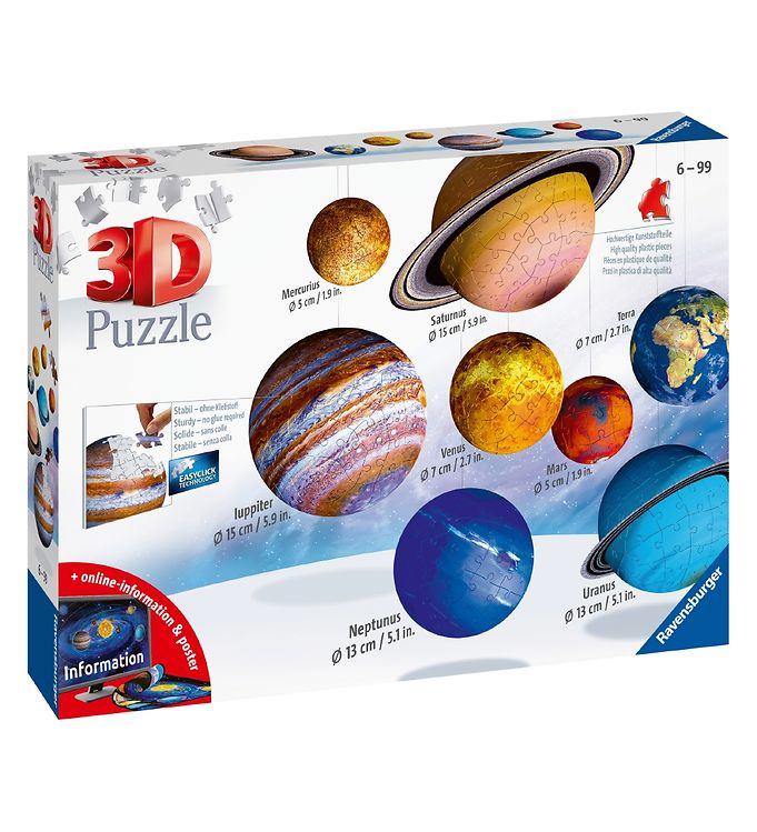 Ravensburger 3D Puslespil Solar System Med 522 Brikker