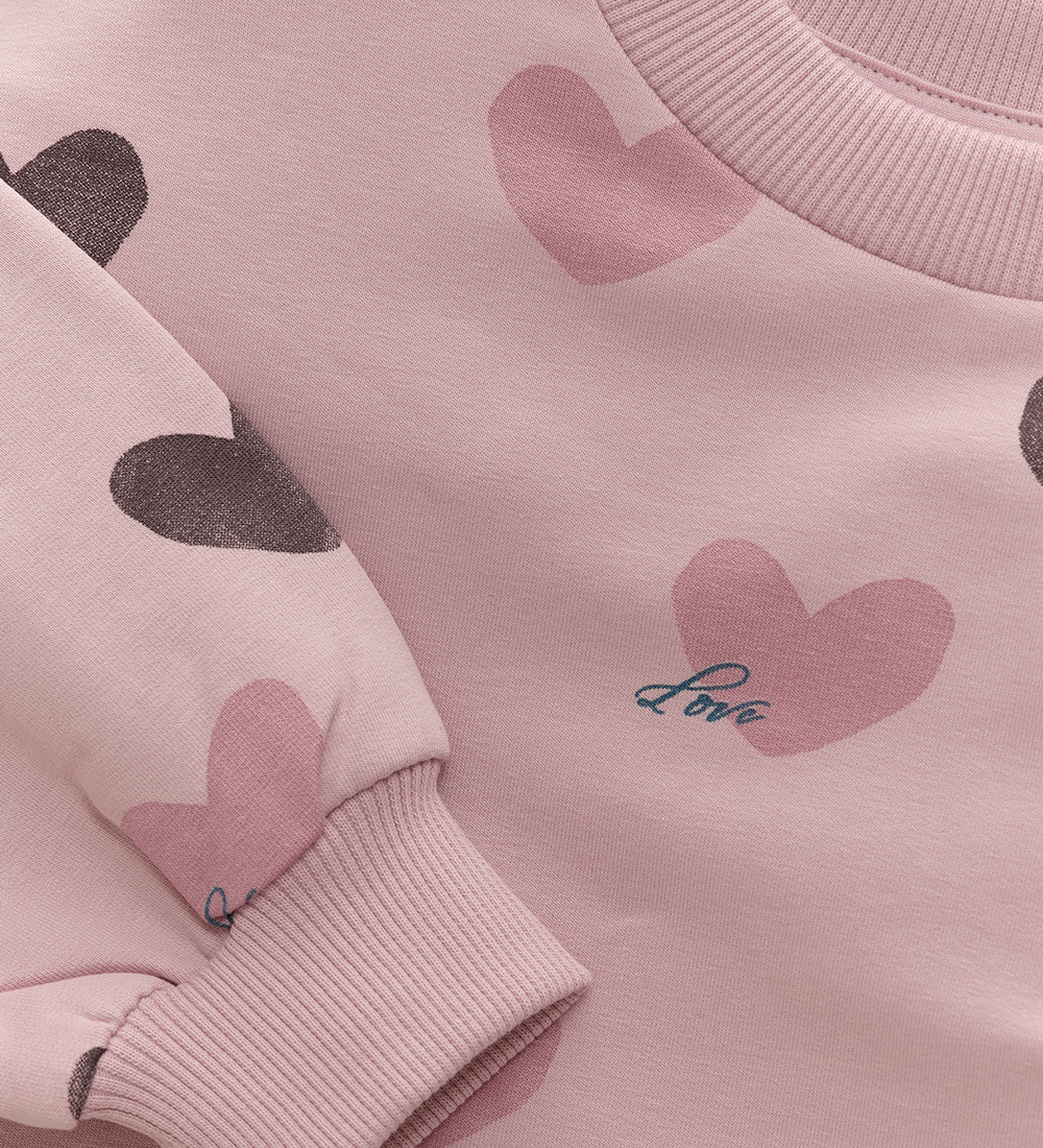 Minymo Sweatshirt - Dawn Pink m. Hjerter