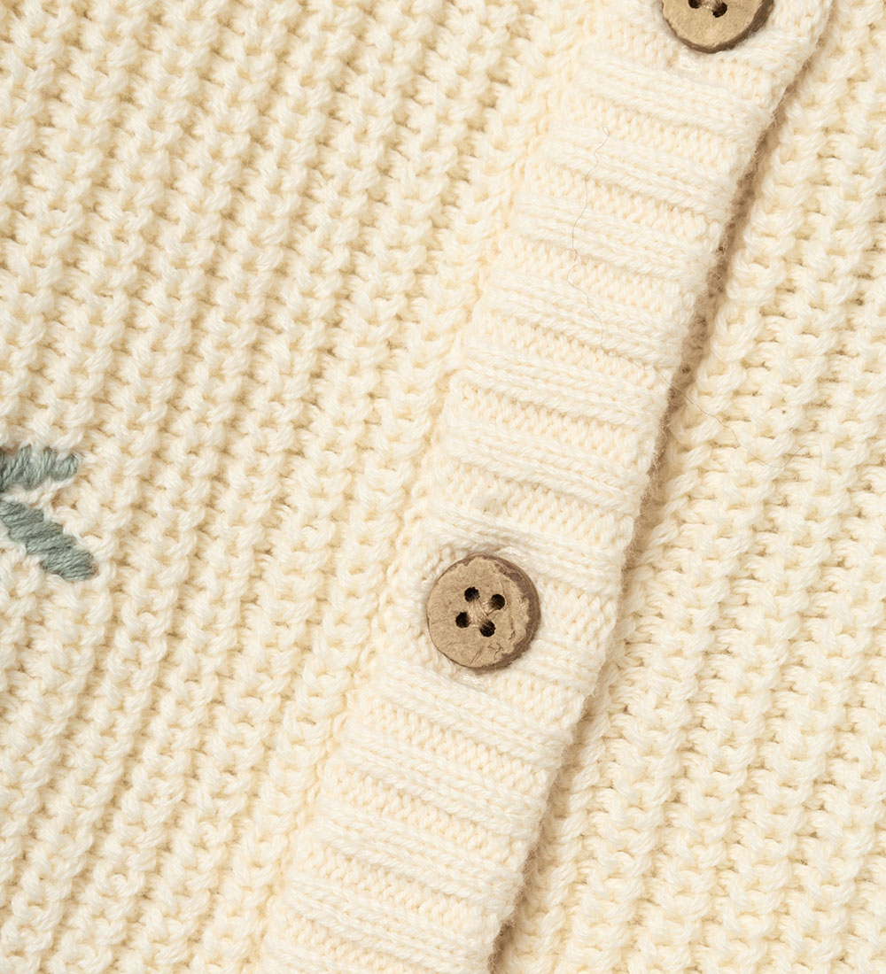 Lil' Atelier Cardigan - Strik - Rib - NmfEmlen - Birch m. Blomst