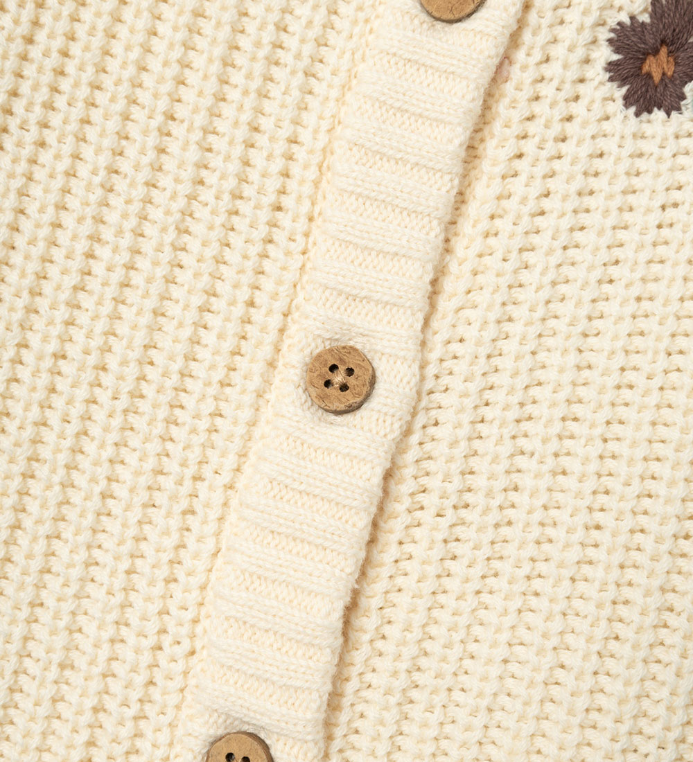 Lil Atelier Cardigan - Strik - Rib - NbfEmlen - Birch m. Blomste