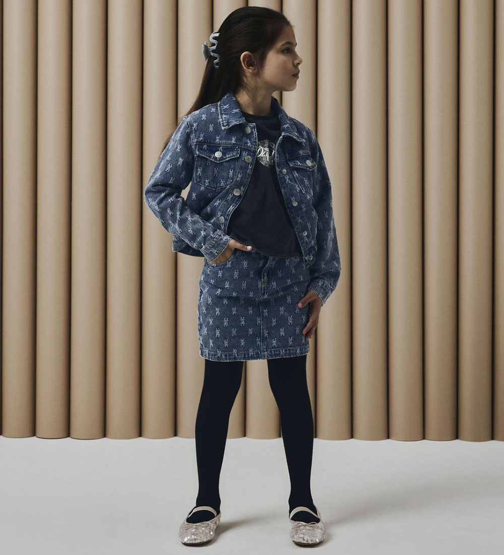 Name It Nederdel - NkfBente - Dark Blue Denim m. Mønster