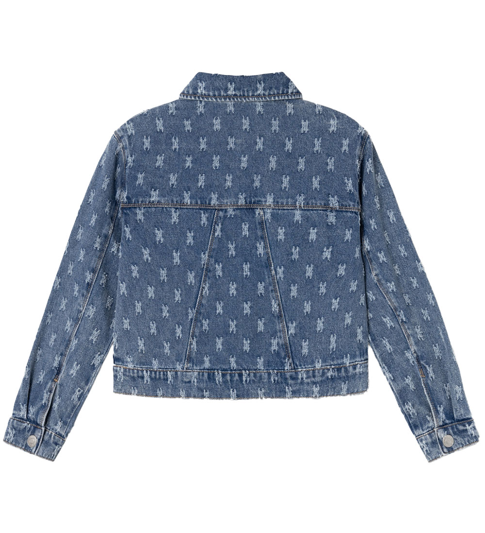 Name It Denimjakke - NkfPhine - Dark Blue Denim m. Mønster