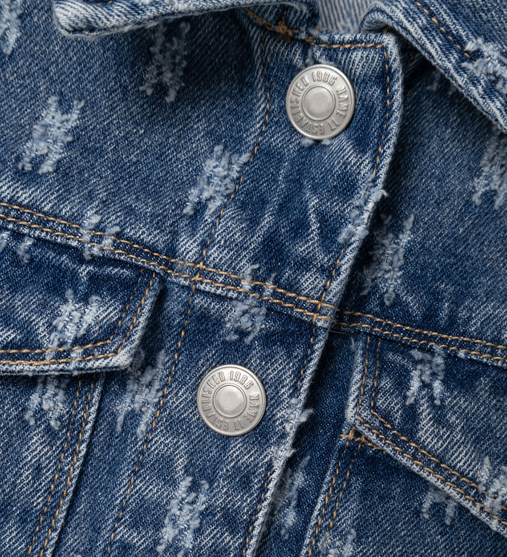 Name It Denimjakke - NkfPhine - Dark Blue Denim m. Mønster