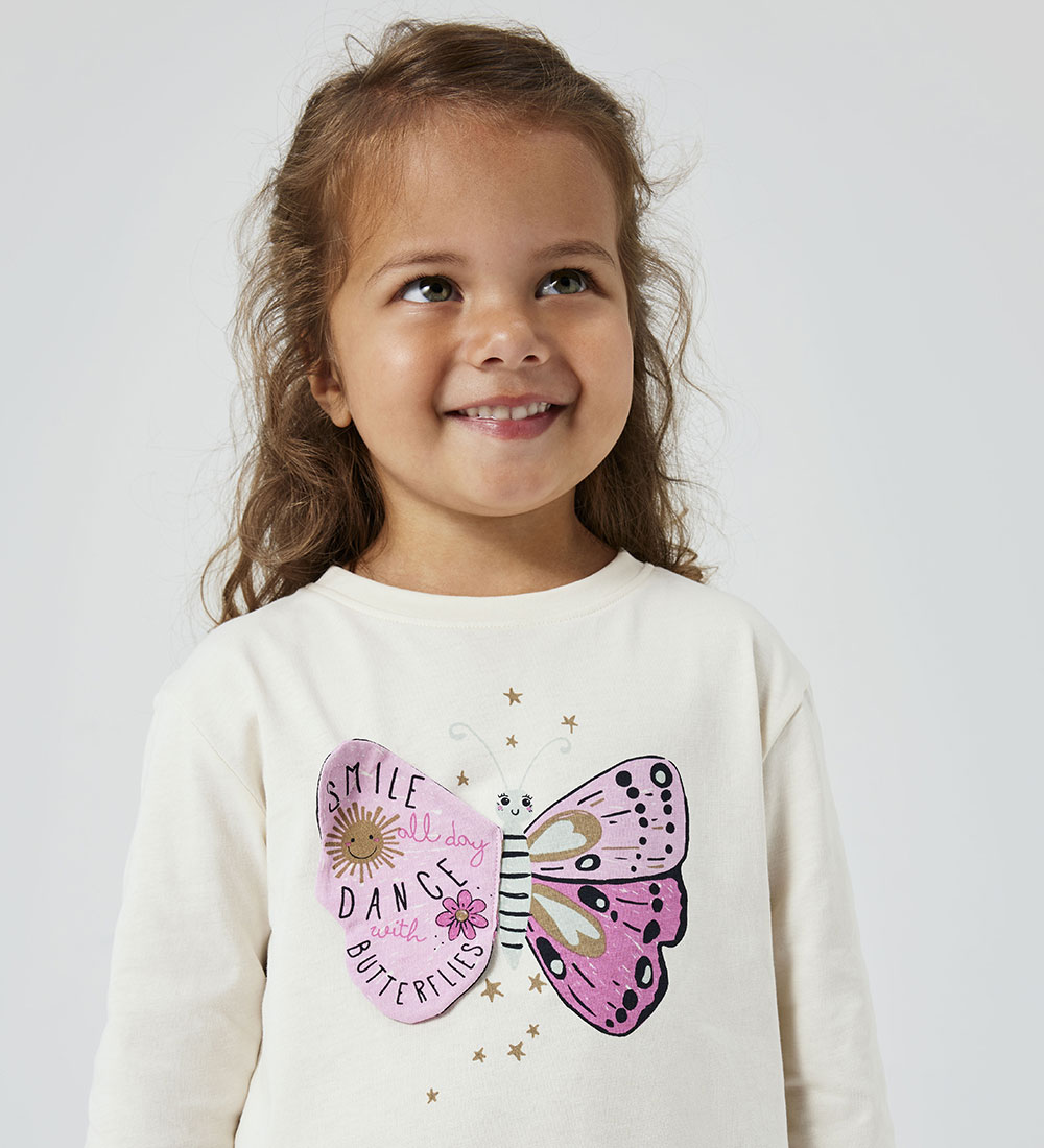 Name It Bluse - NmfNydelig - Jet Stream m. Sommerfugl