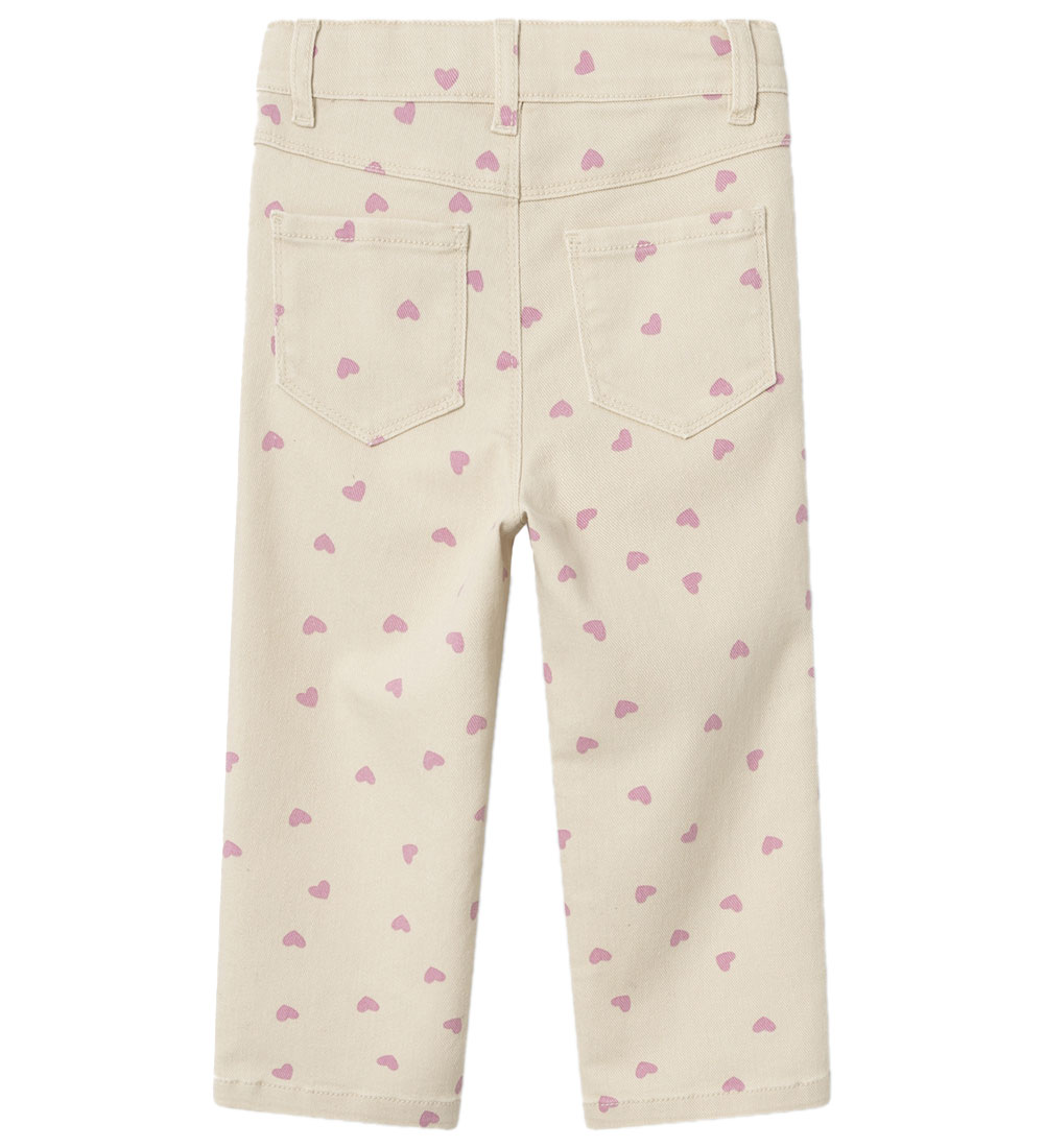 Name It Bukser - NmfRose - Summer Sand m. Hjerter