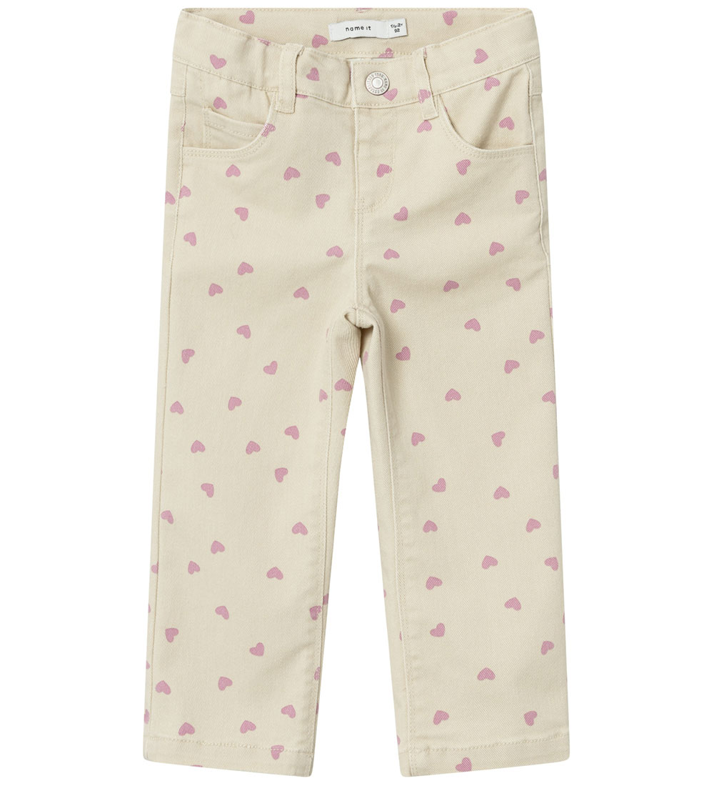 Name It Bukser - NmfRose - Summer Sand m. Hjerter