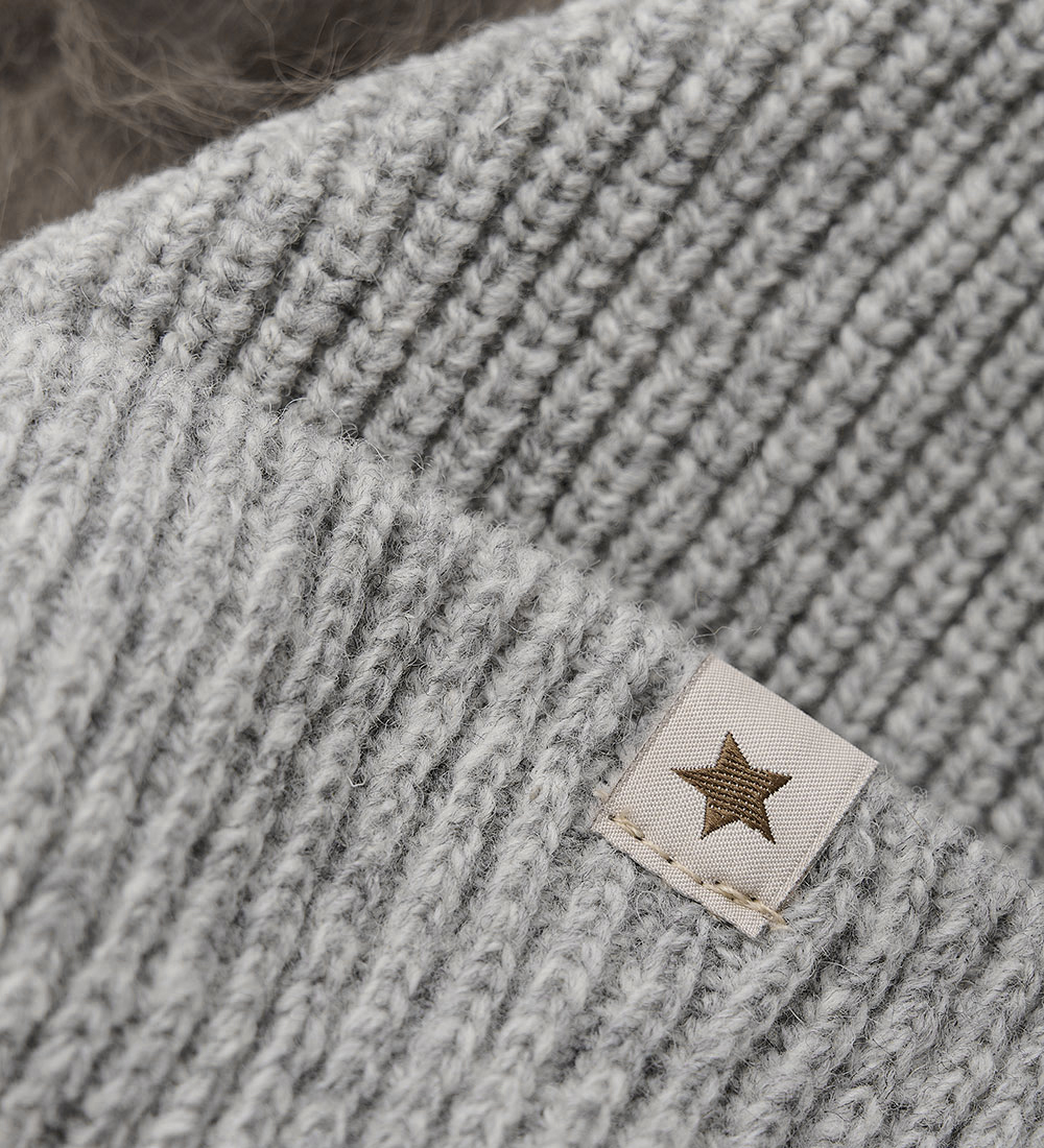 Huttelihut Hue - Uld/Bomuld - Strik - Medium Grey Melange m. Kva