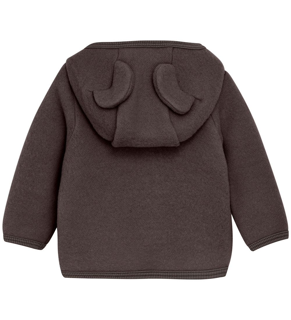 Huttelihut Cardigan - Uldfleece - Raisin m. Ører