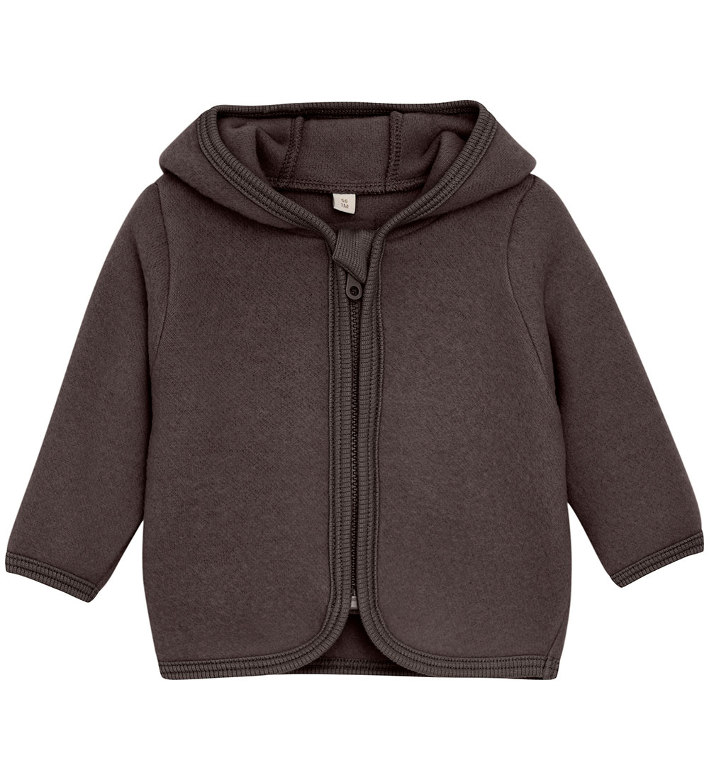 Huttelihut Cardigan - Uldfleece - Raisin m. Ører