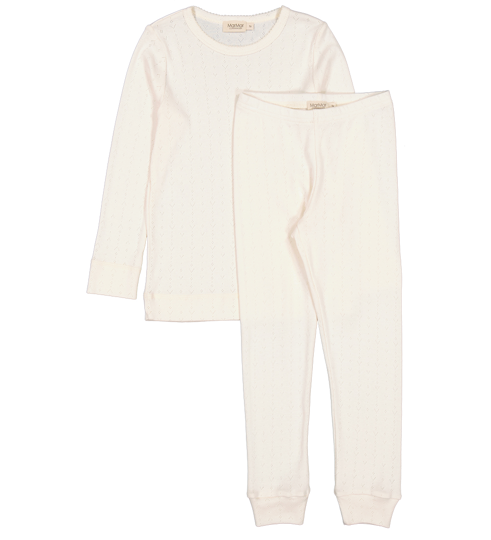 MarMar Nattøj - Modal - Flour White m. Hulmønster