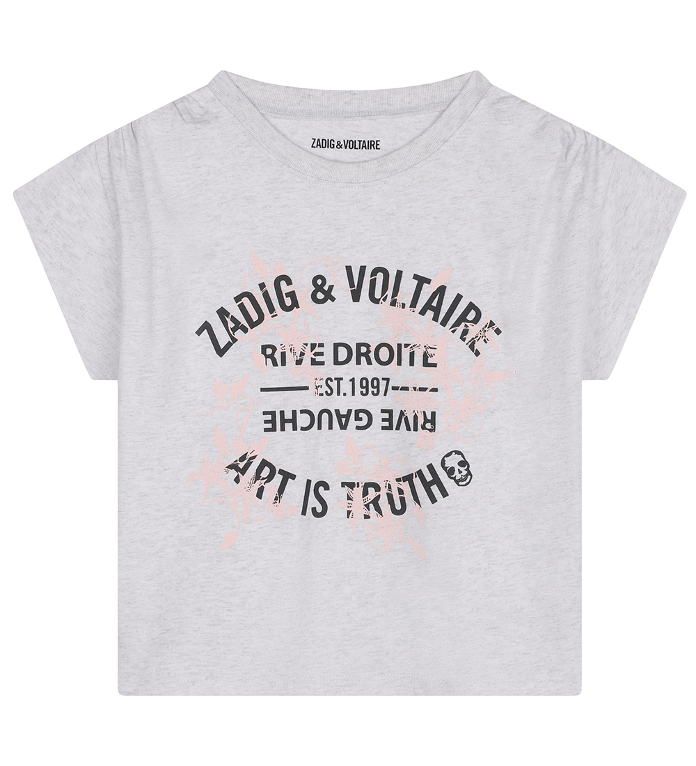 Zadig & Voltaire T-shirt - Lyesgråmeleret m. Print