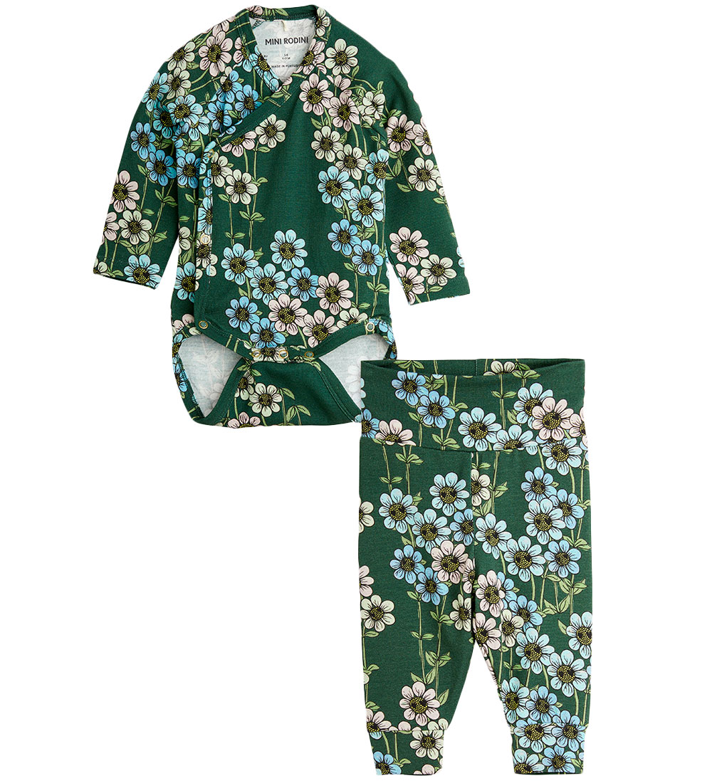 Mini rodini Babysæt - Body/Leggings - Daisys Aop - Grøn