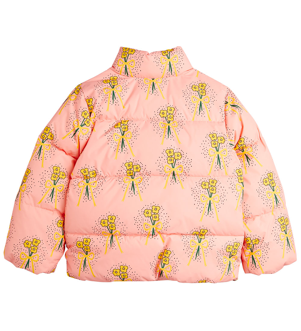 Mini Rodini Dynejakke - City - Winter Flowers Aop - Pink
