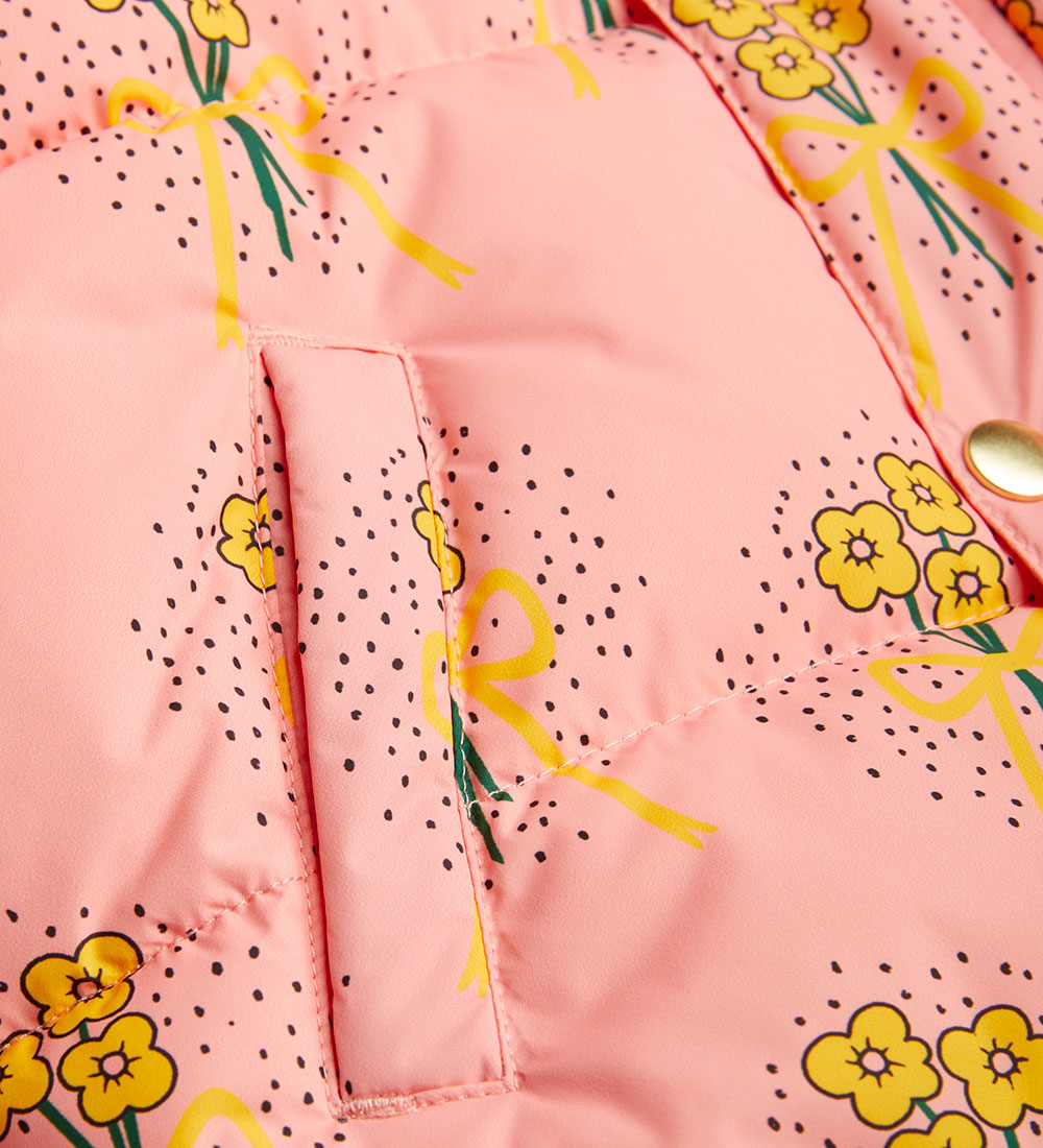 Mini Rodini Dynejakke - City - Winter Flowers Aop - Pink