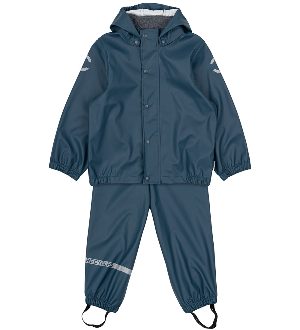 Mikk-Line Regntøj m. Seler - PU - Recycled - Orion Blue