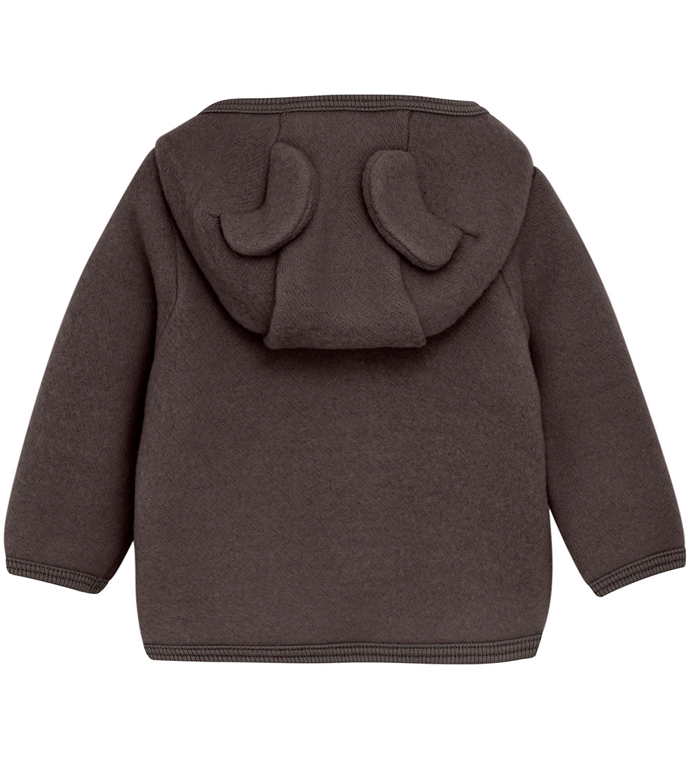 Huttelihut Cardigan - Uldfleece - Raisin m. Ører
