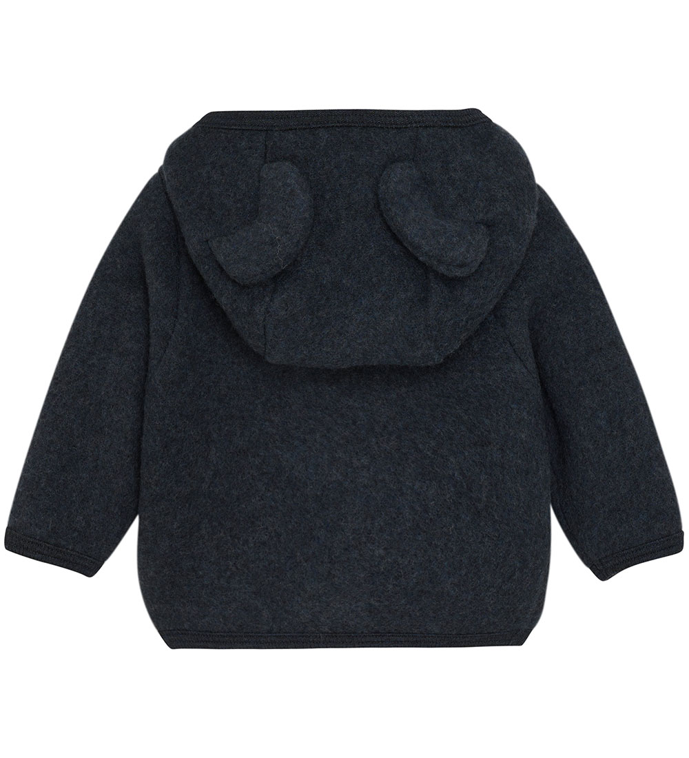 Huttelihut Cardigan - Uldfleece - Navy m. Ører