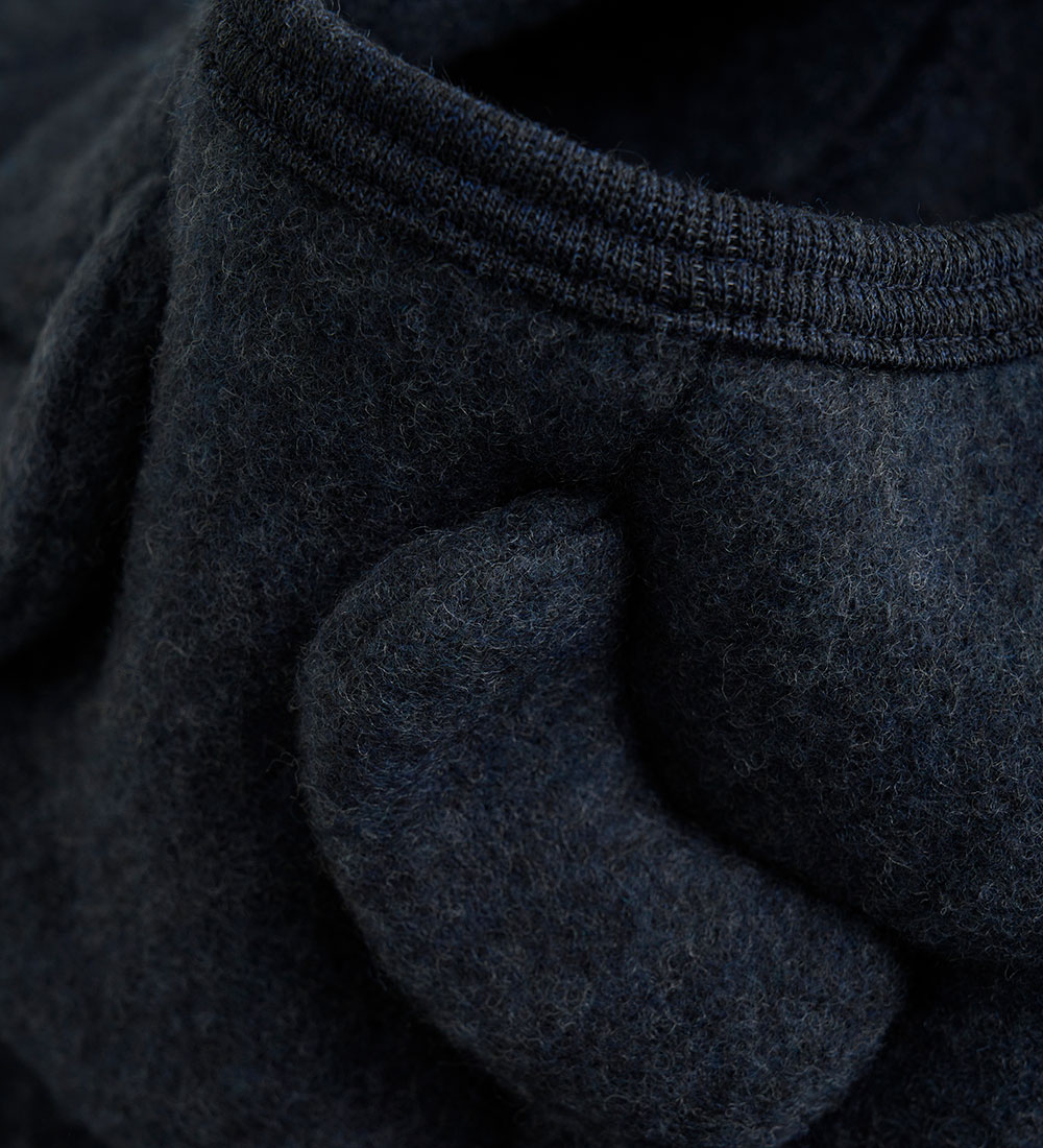 Huttelihut Cardigan - Uldfleece - Navy m. Ører