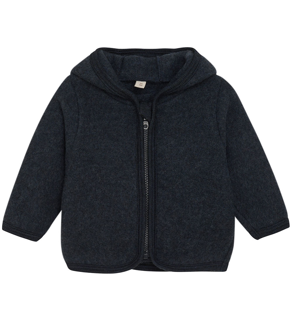 Huttelihut Cardigan - Uldfleece - Navy m. Ører