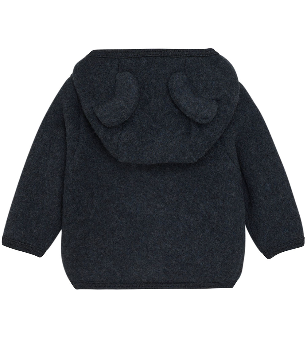 Huttelihut Cardigan - Uldfleece - Navy m. Ører