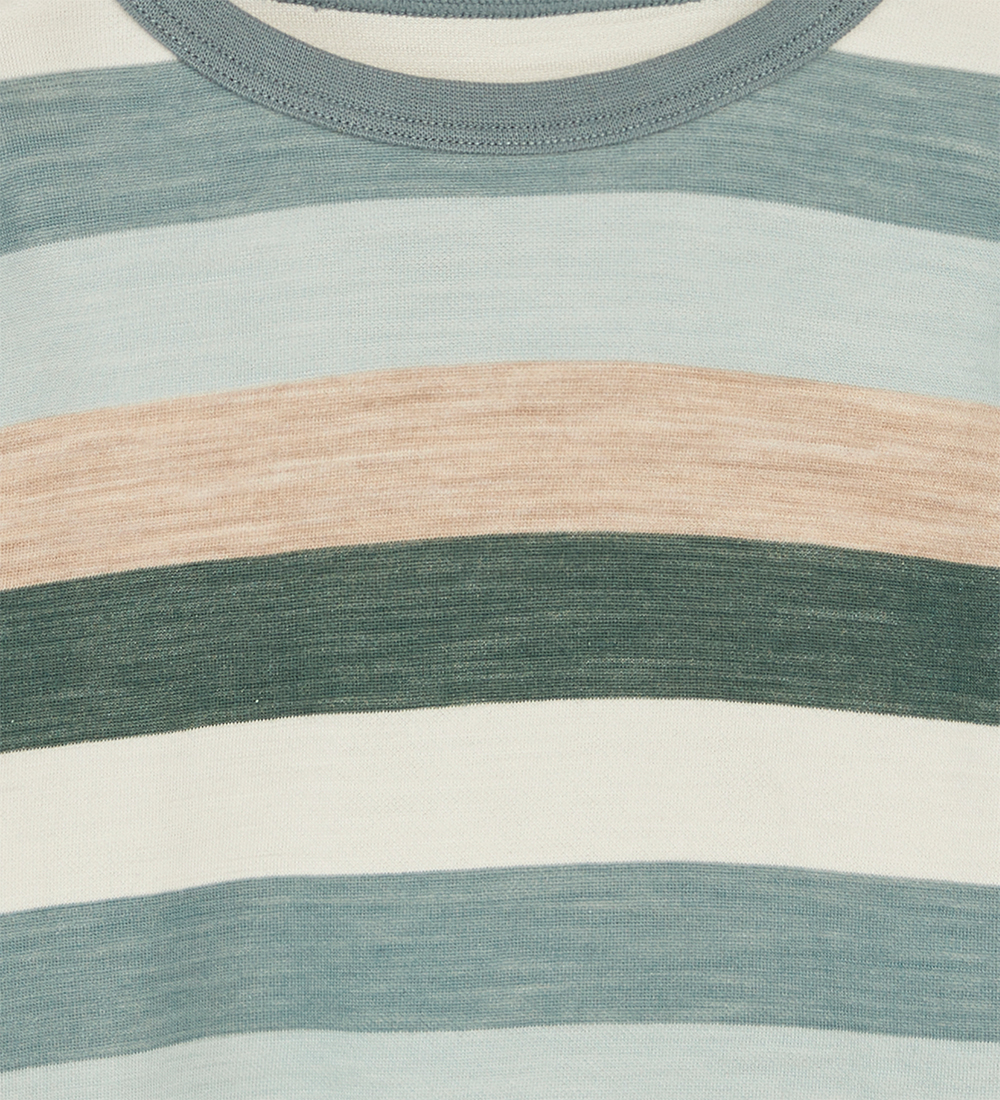 Hust and Claire Bluse - Uld/Bambus - Abba - Jade Green m. Stribe