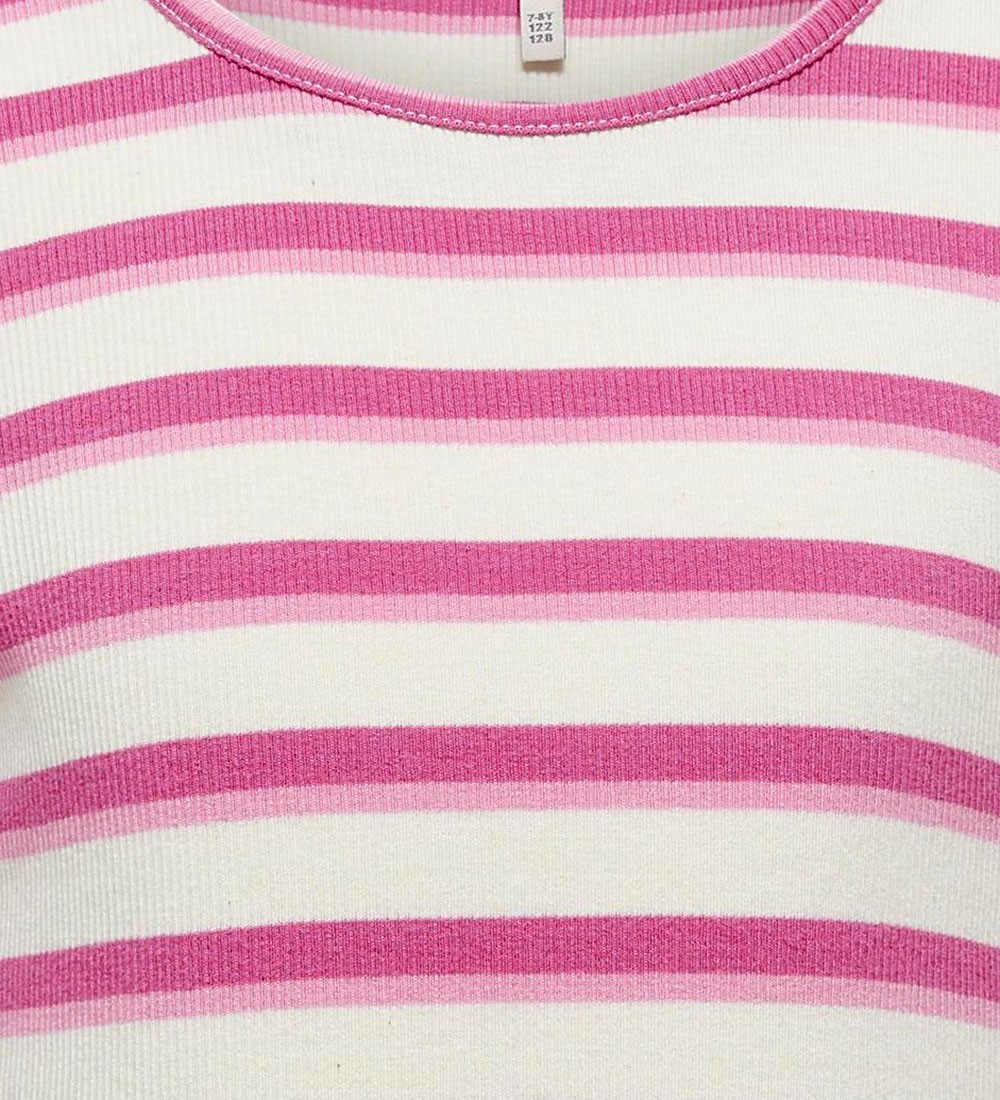 Kids Only Bluse - Rib - KogEvig - Cloud Dancer/Super Pink
