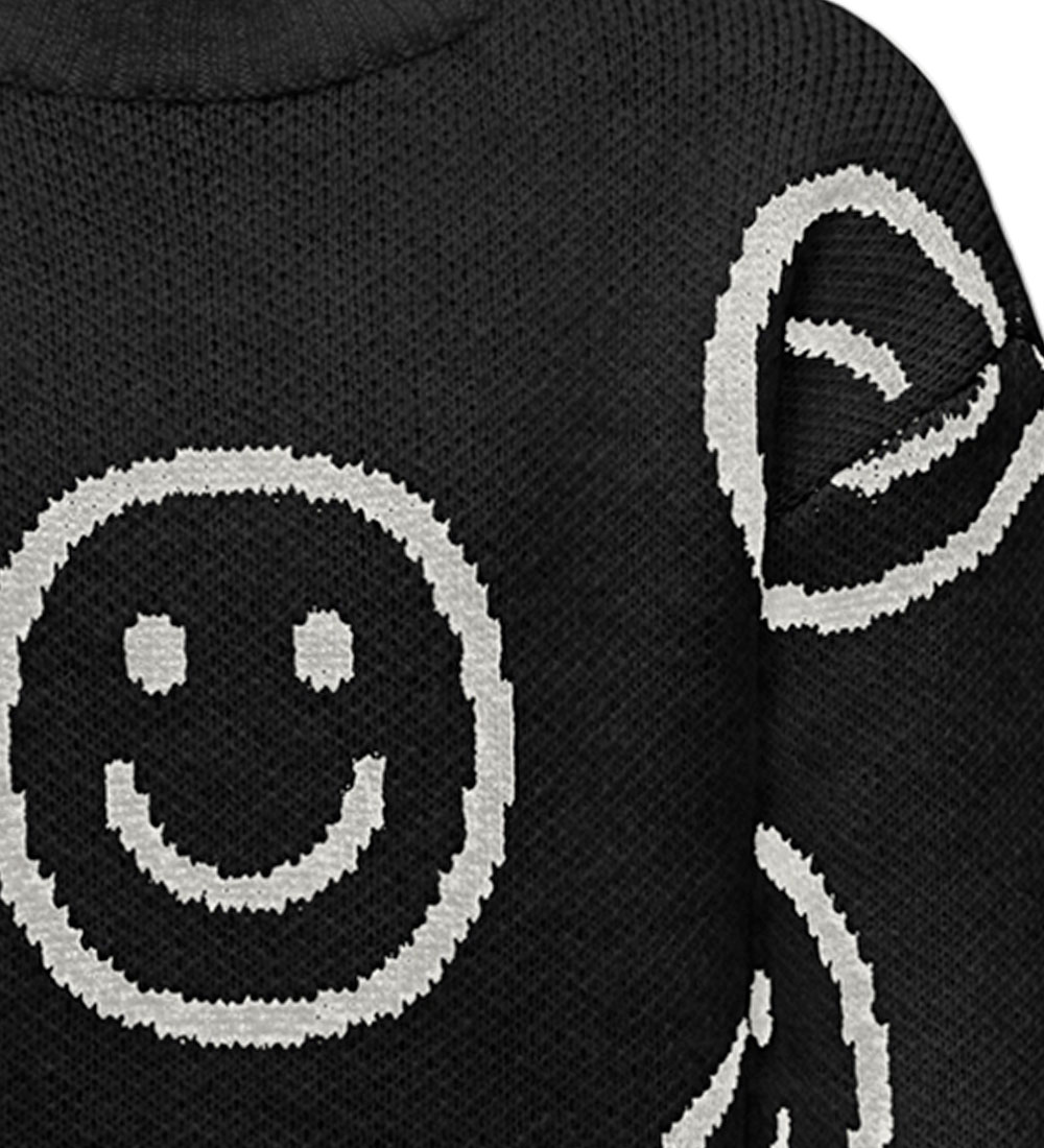 Kids Only Bluse - Strik - KogHappie - Black/Cloud Dancer Happy S