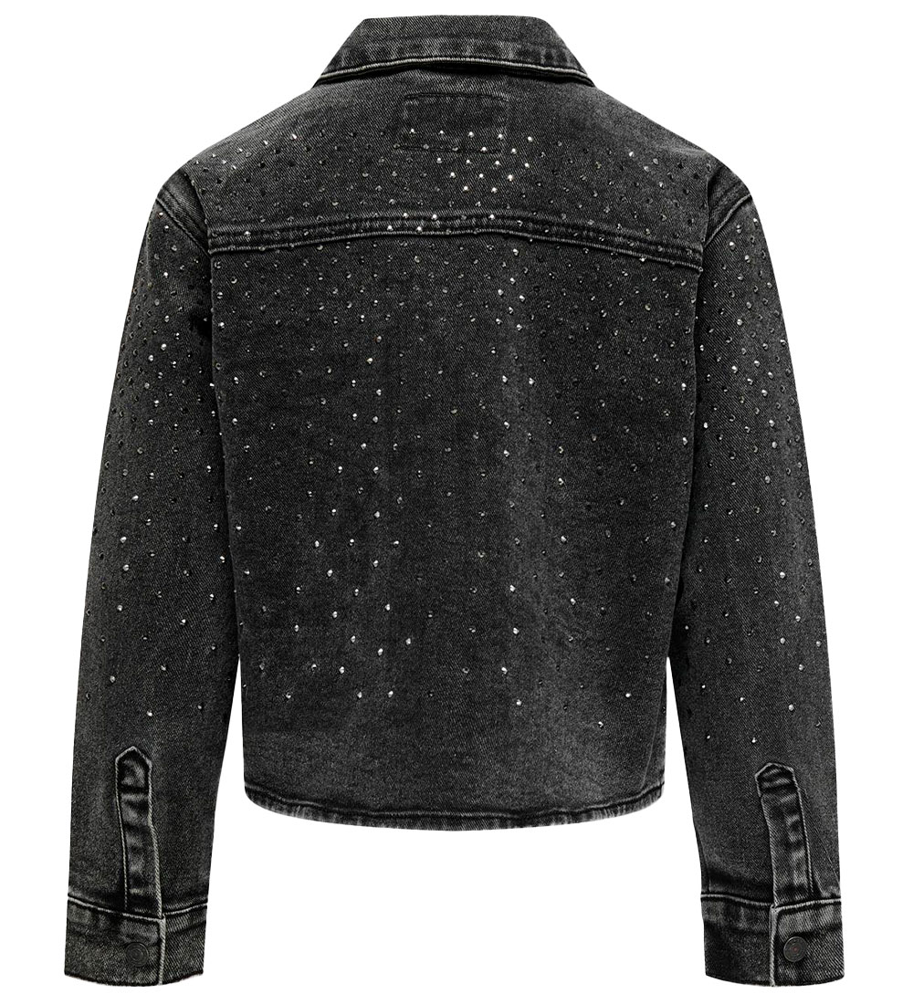 Kids ONly Denimjakke - KogCassie - Washed Black/Rhinestone