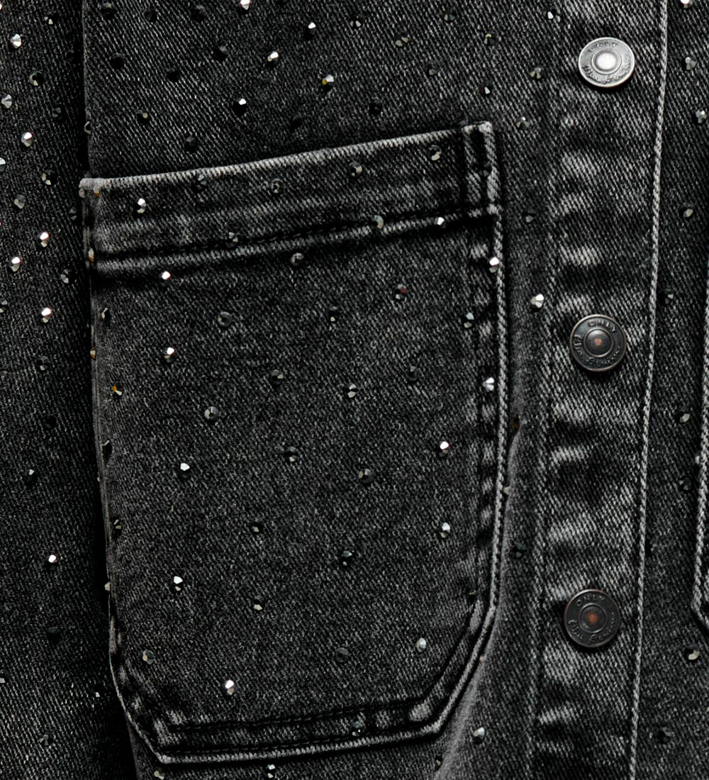 Kids ONly Denimjakke - KogCassie - Washed Black/Rhinestone