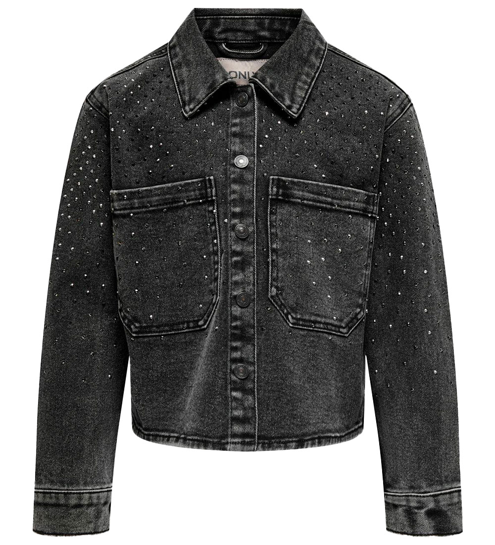 Kids ONly Denimjakke - KogCassie - Washed Black/Rhinestone