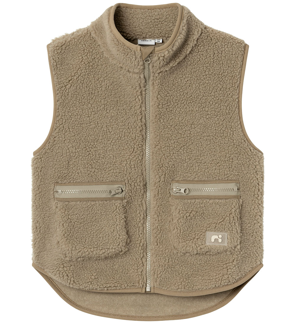 Name It Fleecevest - Teddy - NkmNoderne - Weathered Teak