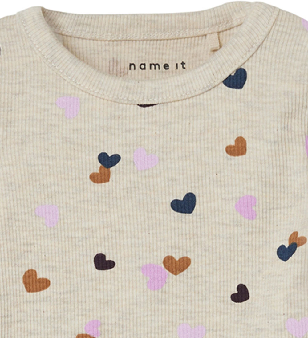 Name It Body l/æ - Rib -  NbfLucky - Peyote Melange m. Hjerter