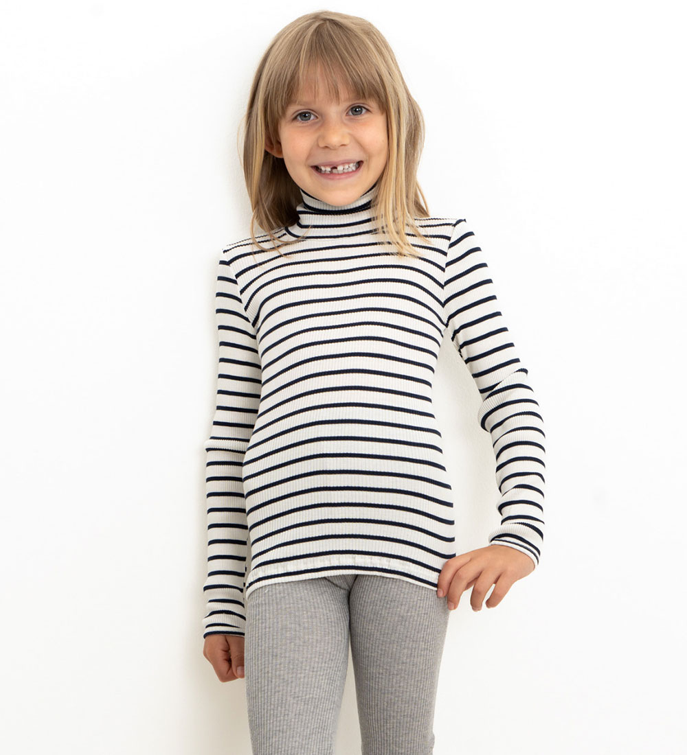 Minimalisma Bluse m. Rullekrave - Rib - Silke/Bomuld - Bui - Sai